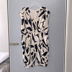 Express Dress, Cross chest & leg, cinched elastic waist band.Black White pattern